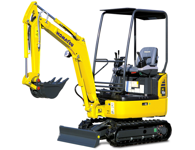 Mini-pelle Komatsu – PC16R-3 Matériel Komatsu France SAMI TP pour entreprise de travaux publics, génie civil. Machine d'occasion et neuves. Location machine. Machine btp. Location pelle. Prix location mini-pelle.